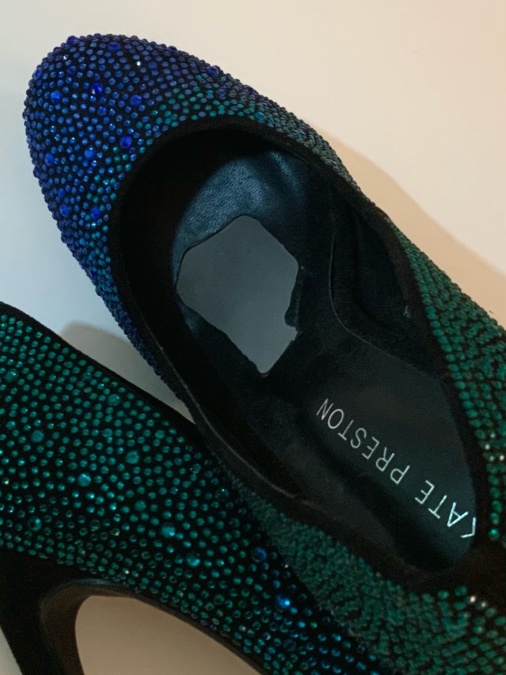 Kate Preston Teal & Blue Crystal High Heel Pumps - Picture 10 of 11